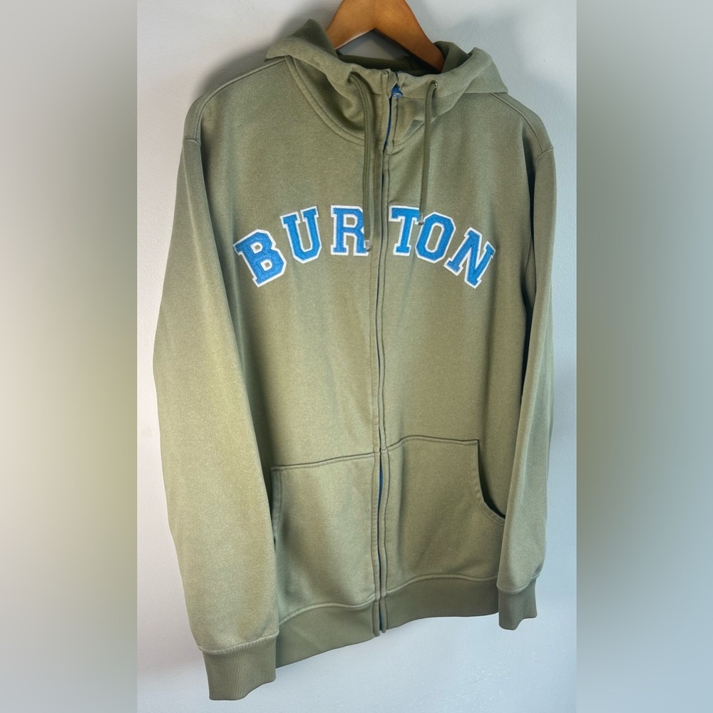 Burton Dryride Men’s Hoodie Sweater HB Bonded Full Zip Spellout Green Size M EUC - Picture 2 of 10